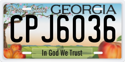GA license plate CPJ6036