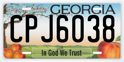GA license plate CPJ6038