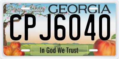 GA license plate CPJ6040