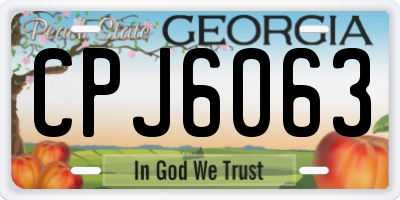 GA license plate CPJ6063