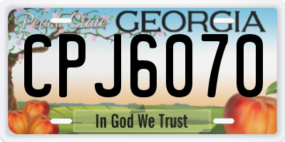 GA license plate CPJ6070