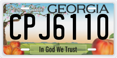 GA license plate CPJ6110