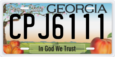 GA license plate CPJ6111