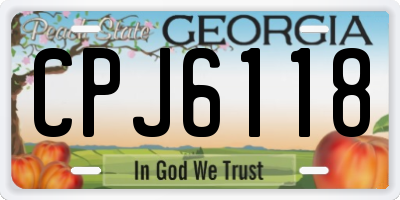 GA license plate CPJ6118