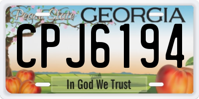 GA license plate CPJ6194