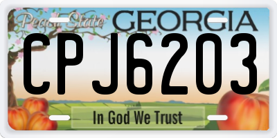 GA license plate CPJ6203