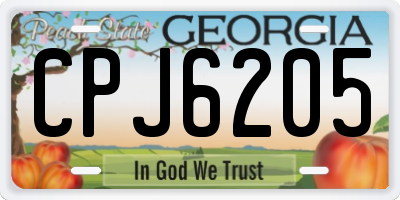 GA license plate CPJ6205