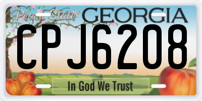 GA license plate CPJ6208