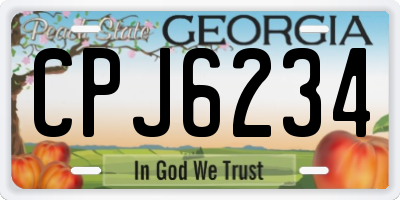 GA license plate CPJ6234
