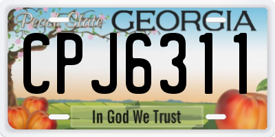 GA license plate CPJ6311