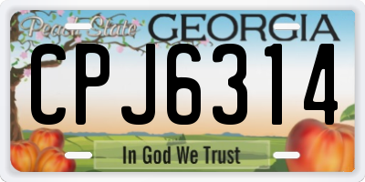 GA license plate CPJ6314