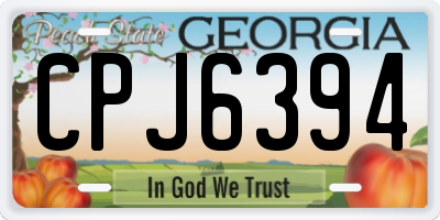 GA license plate CPJ6394