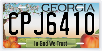 GA license plate CPJ6410