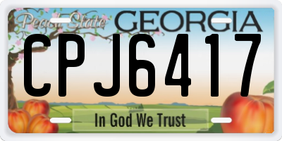 GA license plate CPJ6417