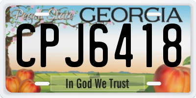GA license plate CPJ6418
