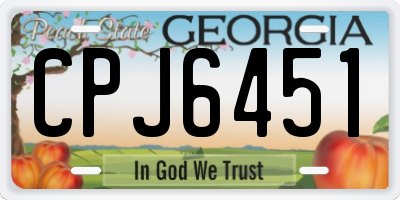 GA license plate CPJ6451