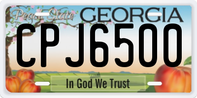 GA license plate CPJ6500