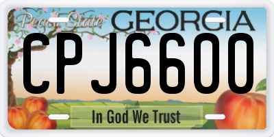 GA license plate CPJ6600