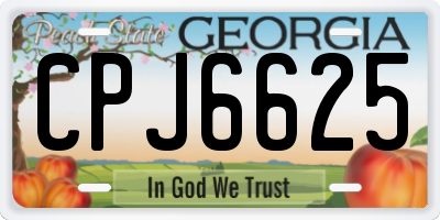 GA license plate CPJ6625