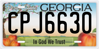 GA license plate CPJ6630