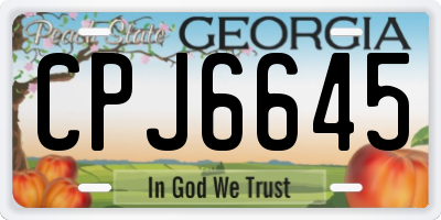GA license plate CPJ6645