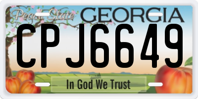 GA license plate CPJ6649
