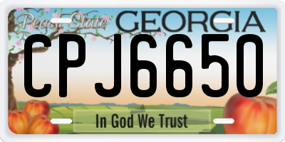 GA license plate CPJ6650
