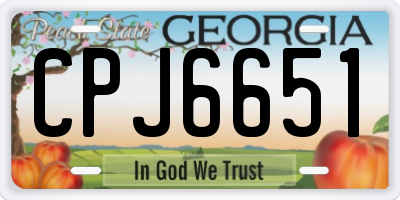 GA license plate CPJ6651