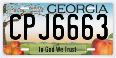 GA license plate CPJ6663