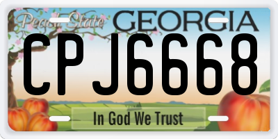 GA license plate CPJ6668