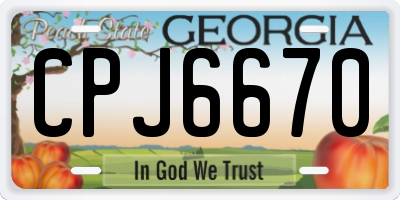 GA license plate CPJ6670