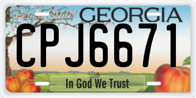 GA license plate CPJ6671