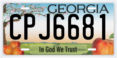 GA license plate CPJ6681