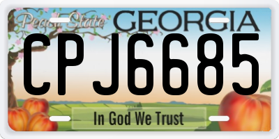 GA license plate CPJ6685