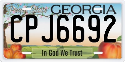 GA license plate CPJ6692