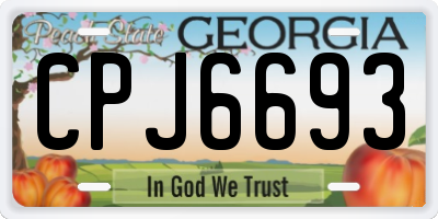 GA license plate CPJ6693