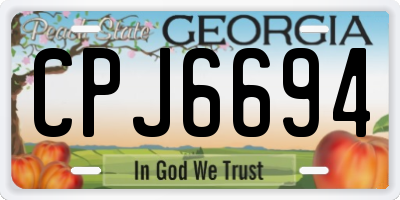GA license plate CPJ6694