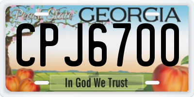 GA license plate CPJ6700