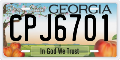 GA license plate CPJ6701