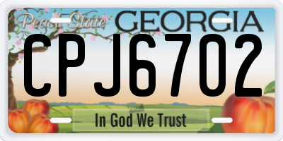 GA license plate CPJ6702