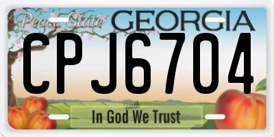 GA license plate CPJ6704