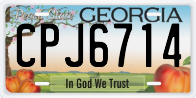 GA license plate CPJ6714