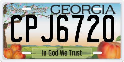 GA license plate CPJ6720