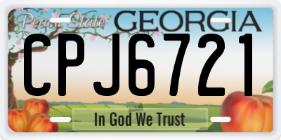 GA license plate CPJ6721