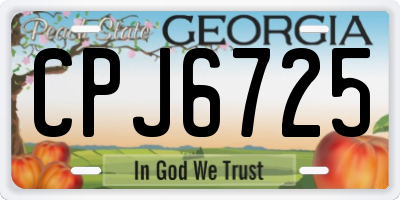 GA license plate CPJ6725