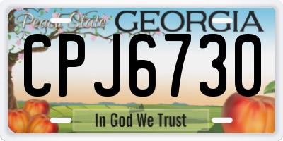 GA license plate CPJ6730