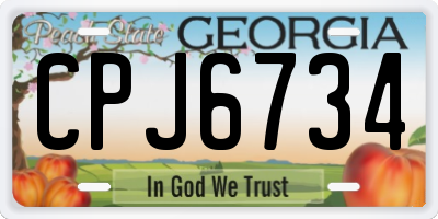 GA license plate CPJ6734