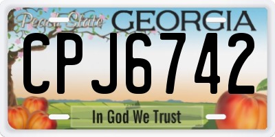 GA license plate CPJ6742