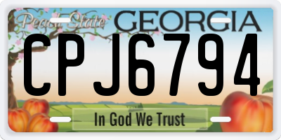 GA license plate CPJ6794