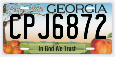 GA license plate CPJ6872